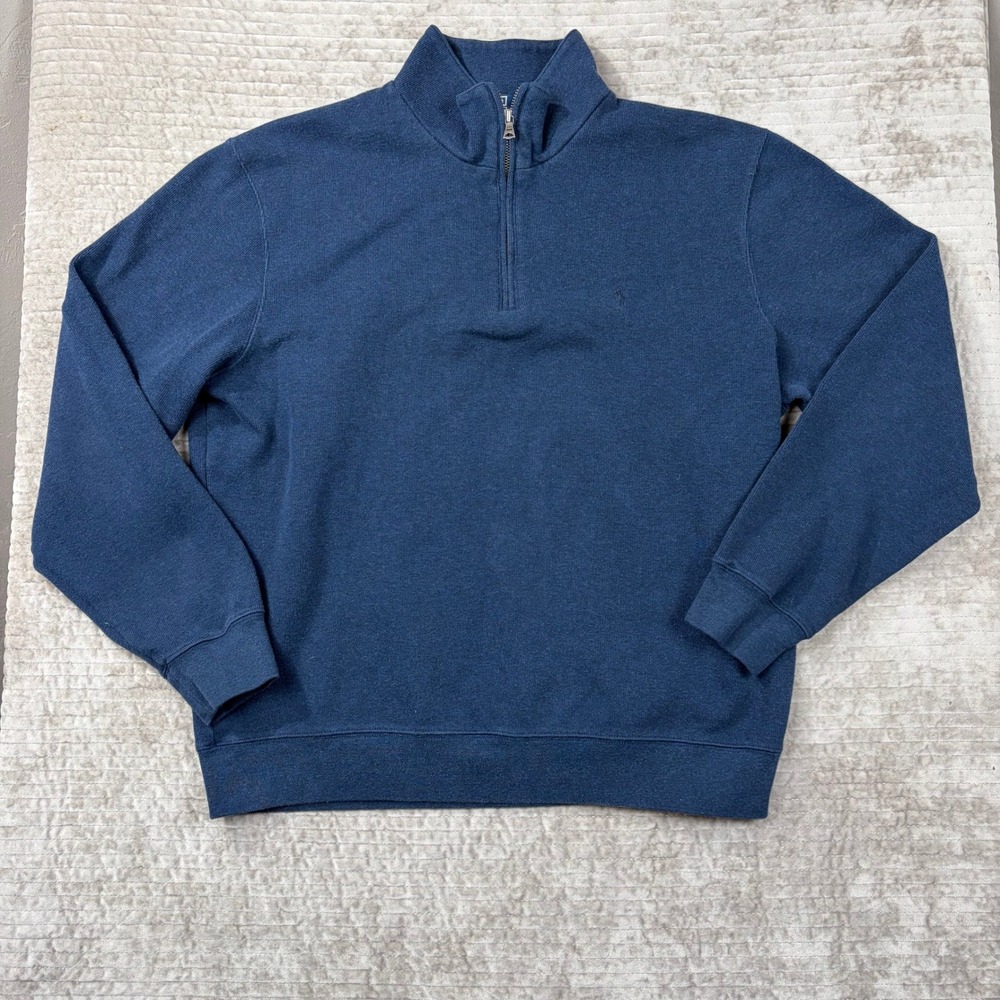 Polo Ralph Lauren Mens‎ XL Quarter Zip Pullover Sweater Navy Blue Cotton Knit